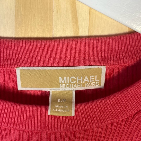 Michael Kors women pink Short-Sleeve Knit Top with White Stripe Trim - Picture 3 of 5